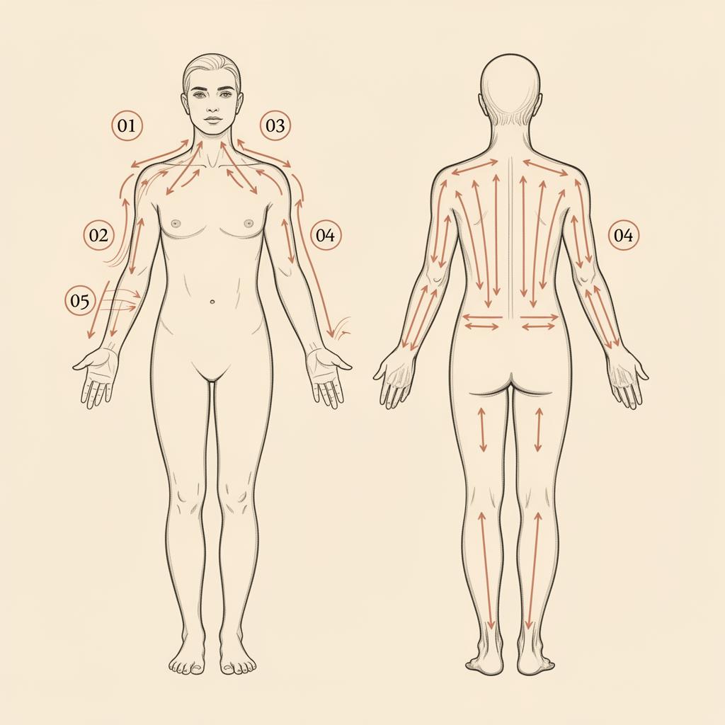 Gua Sha stroke direction diagram
